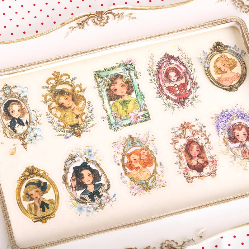 JIANQI 15 Stück PET-Aufkleber Prinzessin Lunas Garderobe Serie DIY Scrapbook Collage Zubehör Kreative Deko Junk Journal Aufkleber