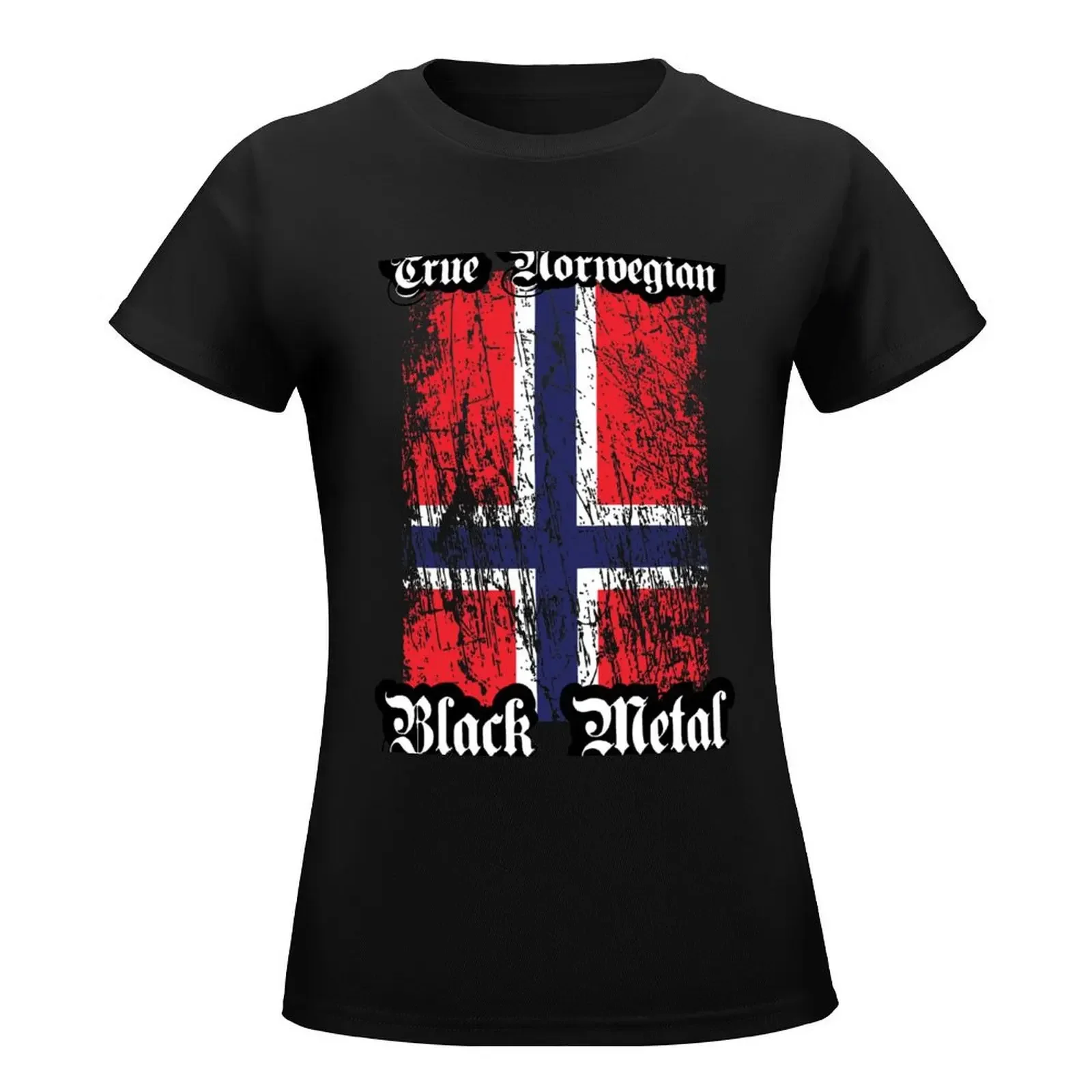 True Norwegian Black Metal - Norwegian flag upright T-Shirt oversized funny Womens clothing