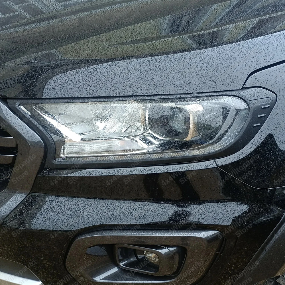 HeadLight Covers Trim for Ford Ranger Raptor 2018 2019 2020 2021 2022 ABS Matte Black Front Lamp Hoods 2PCS Set