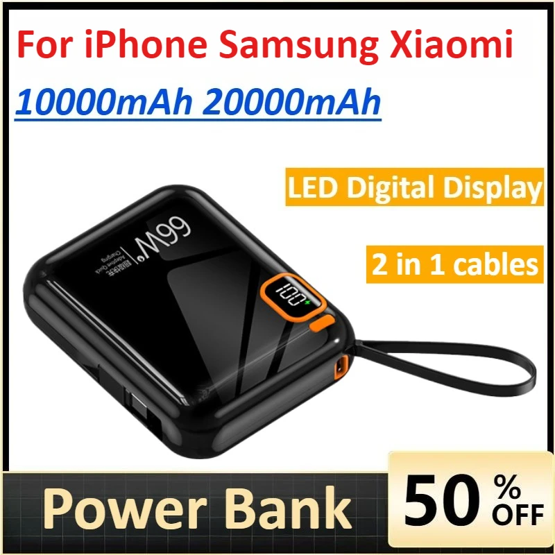 

66W 20000mAh Fast Charging Mini Powerbank for iPhone Samsung ﻿Xiaomi Power Bank Portable High-Capacity USB Type C Two-way