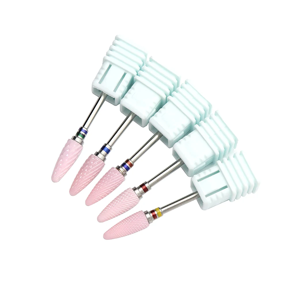 

Pink Nail Cone Tip Ceramic Drill Bits Electric Cuticle Clean Rotary For Manicure Pedicure Grinding Head Sander Tool