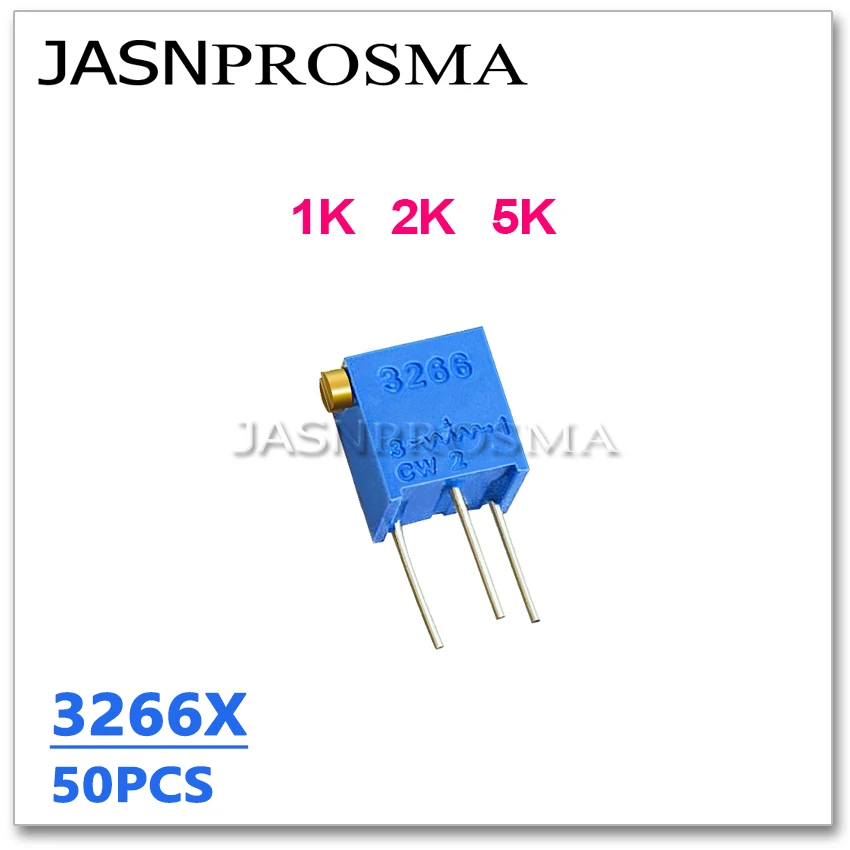 

JASNPROSMA 50PCS 3266X 1K 2K 5K OHM 102 202 502 3266X-1-102LF 3266X-1-202LF original trimpot Trimmer resistor Potentiometer