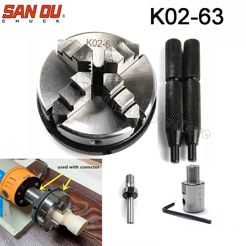 sanou-k02-63mm-25-pouces-mini-mandrin-4-machoires-mandrin-a-main-pour-le-travail-du-bois-avec-filetage-de-montage-tige-de-vis-auto-centrant-et-bielle