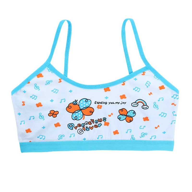 Teenage Girls Small Bra Vest Cotton Floral/Panda/Rainbow Children Underwears Kids Singlets Purbery Student Camisole Training Bra