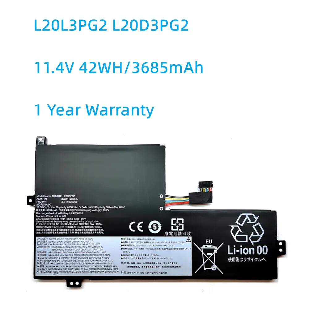 L20D3PG2 L20L3PG2 11,4 V 42WH para Lenovo Chromebook Gen 3 82J9000TEV 300e 82J9000WIS 5B11B36314 SB11B36318 L20M3PG2 L20C3PG2