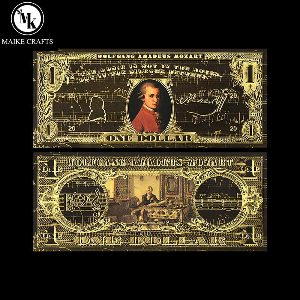 

Wolfgang Amadeus Mozart One Dollar Plastic Money Classical Musician Banknotes Collection Holiday Gifts