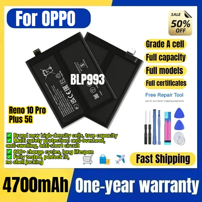 BLP993 for OPPO Reno 10 Pro Plus 5G Phone Battery 0 Cycle High Quality High Capacity Replacement Bateria Grade A Cell with Tools