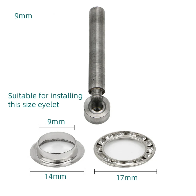 6 & 9ミリメートル真鍮ラインストーングロメットアイレットインストールツールダイス手ノックツール革シューズバッグキャンバスドレスアイレット