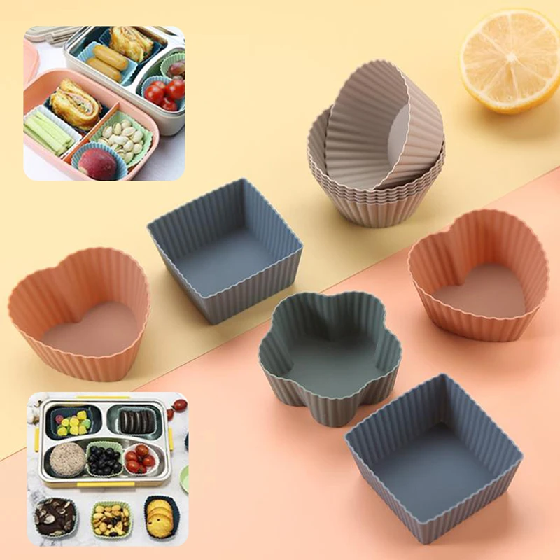 12 Pcs Silicone Lunch Box Dividers Bento Lunch Box Dividers Lunch Dividers Dish Cups Salad Dressing For Kids Lunch Accessories