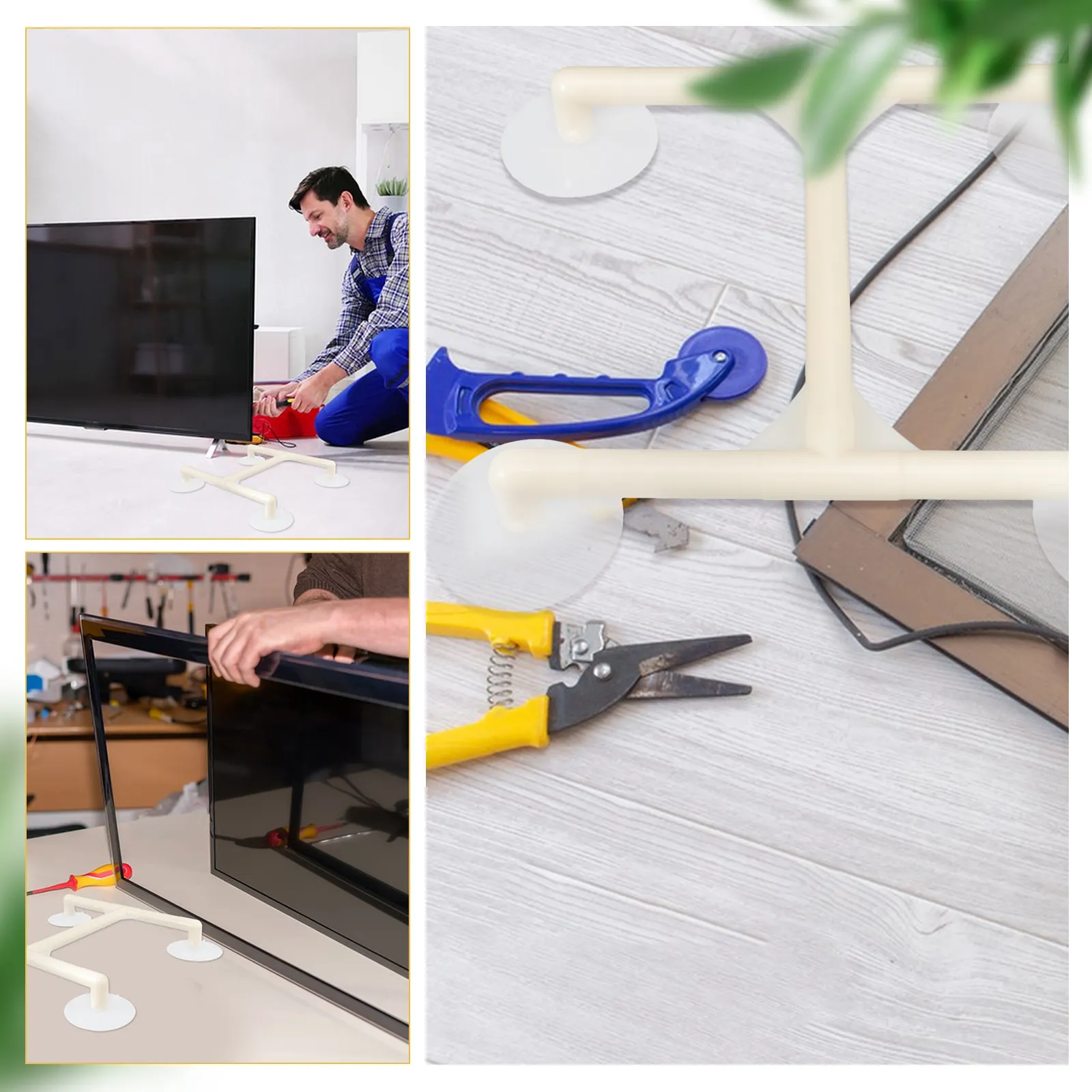 1Pair LCD Suction Cup Screen Repair Clamp Rubber Opener Puller Panel Removal Tool TV Repair Kit for Home Maintenance