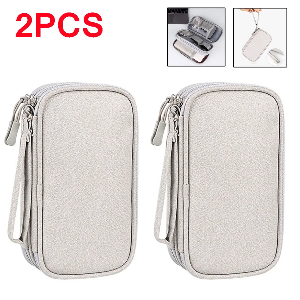

2Pcs Cable Organizer Bag Travel Pouch Electronic Storage Bags Accessory Carry Case Box Cord Protector for Cord Earphone Charger