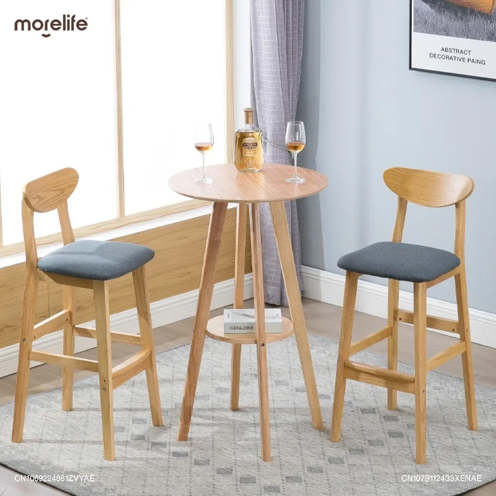 2024 New High Stools Wooden Bar Chairs Modern Counter Stool Household Minimalism Bar Table Chair Silla De Bar Home Furniture WD