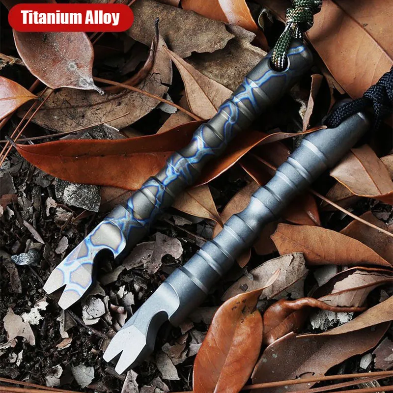 TC4 Titanium Alloy Multifunctional Crowbar Nail Puller Bottle Opener EDC High Hardness Chisel Self-defence Window Breaker Tool