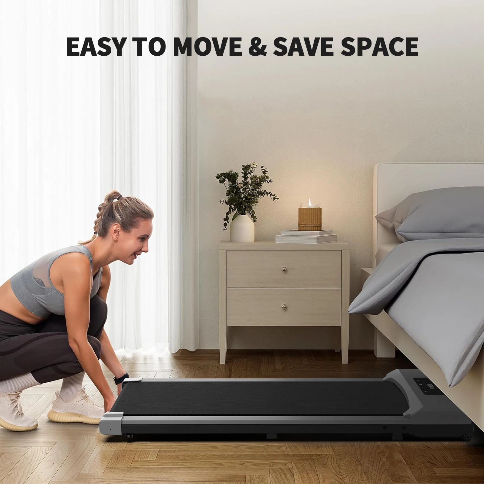 Folding Portable Walking Pad Mini Under Desk Treadmill Machine without Handle Running Fitness Manual Electric GYM For Home