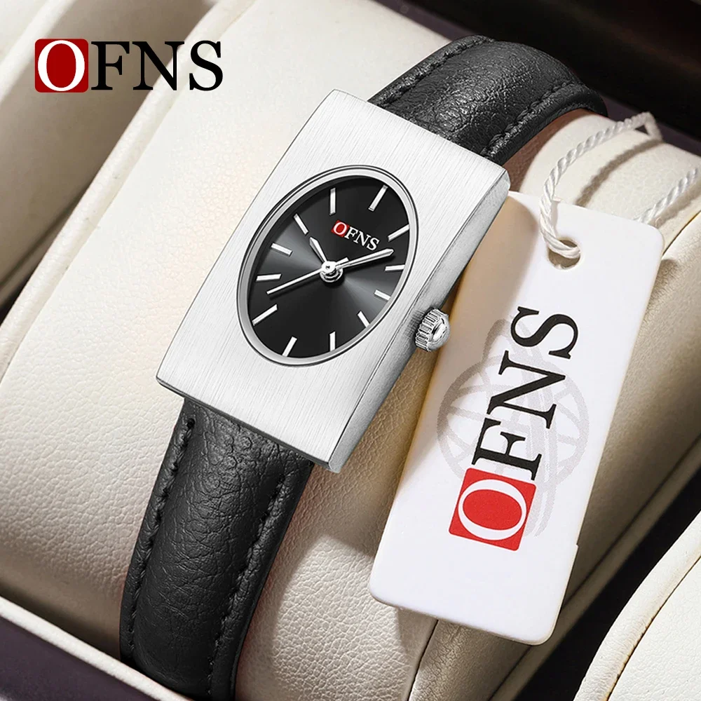Бренд OFNS 1537, высококачественные женские кварцевые часы, прямоугольные водонепроницаемые роскошные модные женские кварцевые часы 2025