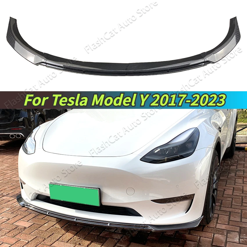 For Tesla Model Y 2017-2023 Car Front Bumper Splitter Lip Diffuser Black Spoiler Guard Body Kit Cover Tuning Trim