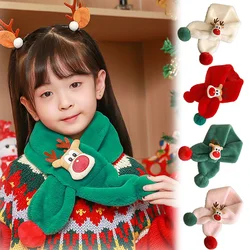 Children's Scarf Winter Warm Baby Plush Scarf Thickened Men and Girls Windproof Scarf Cute Christmas Deer Scarf