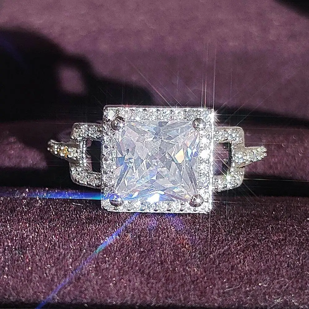 

Square Ring Creative ex Faion Jewelry Gold Plated Copper Ring Ele Lady's Ring Sli Gentleman's Ring