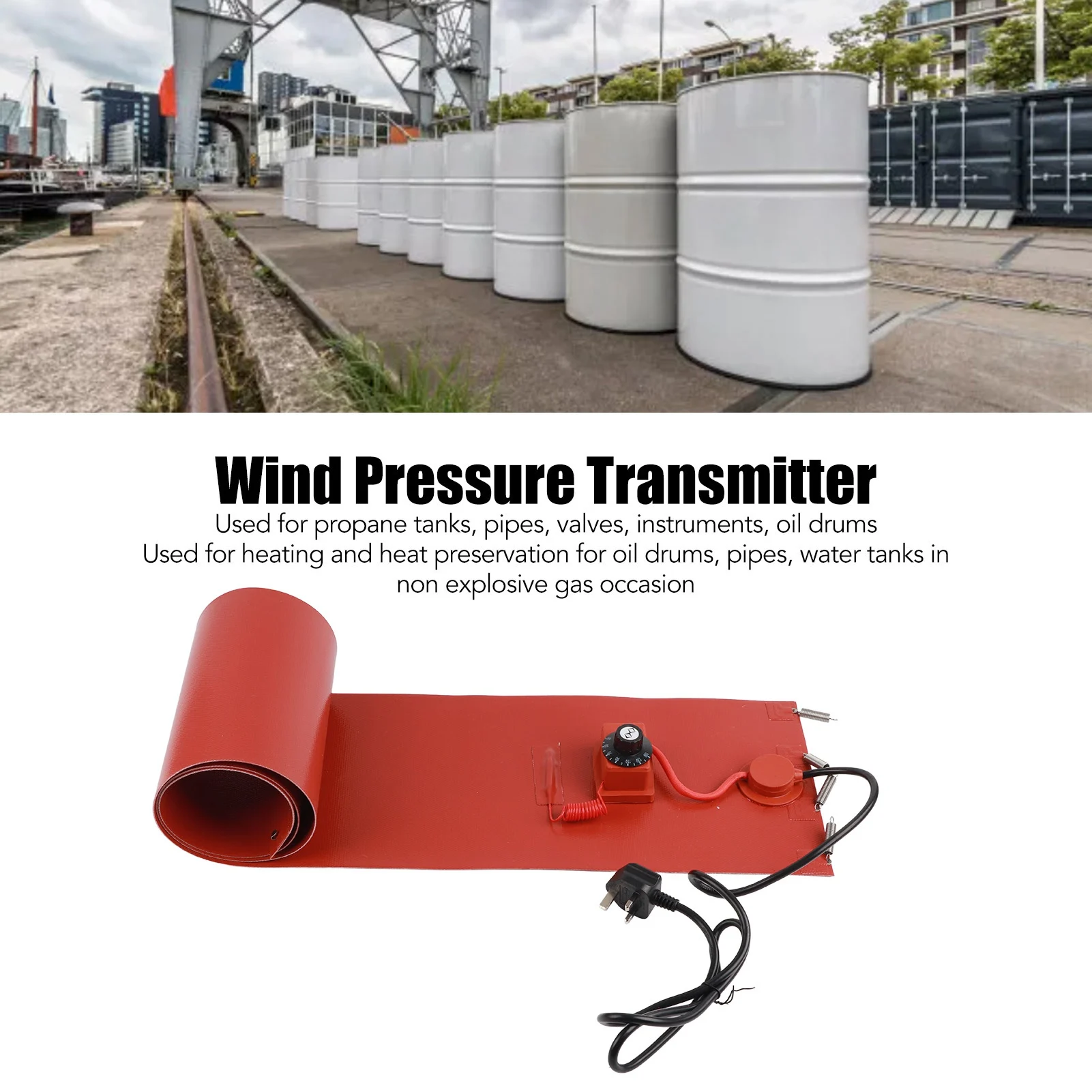 ドラムヒーター 200L ドラムヒーター ドラムペールヒーター 200L オイルドラムヒーターベルト シリコン加熱パッド 弾性スプリングとサーモスタット付き