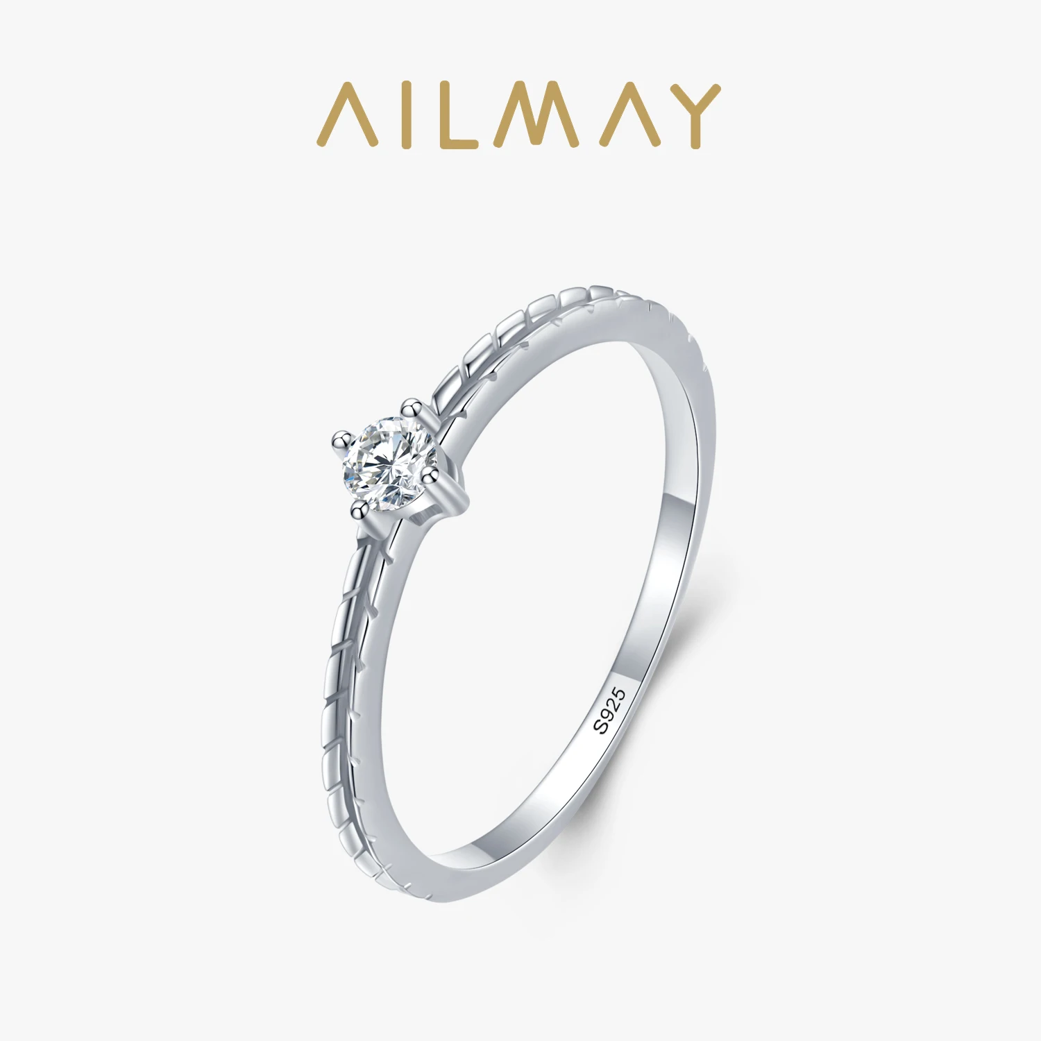 

Ailmay 925 sterling silver charm artificial zircon stackable elegant ring suitable for women's wedding engagement jewelry