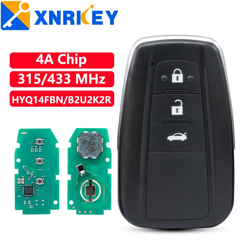 

XNRKEY 3 Buttons Smart Remote Car Key Fob for Toyota Corolla 2018-2023 315Mhz /433Mhz With 4A Chip HYQ14FBN B2U2K2R