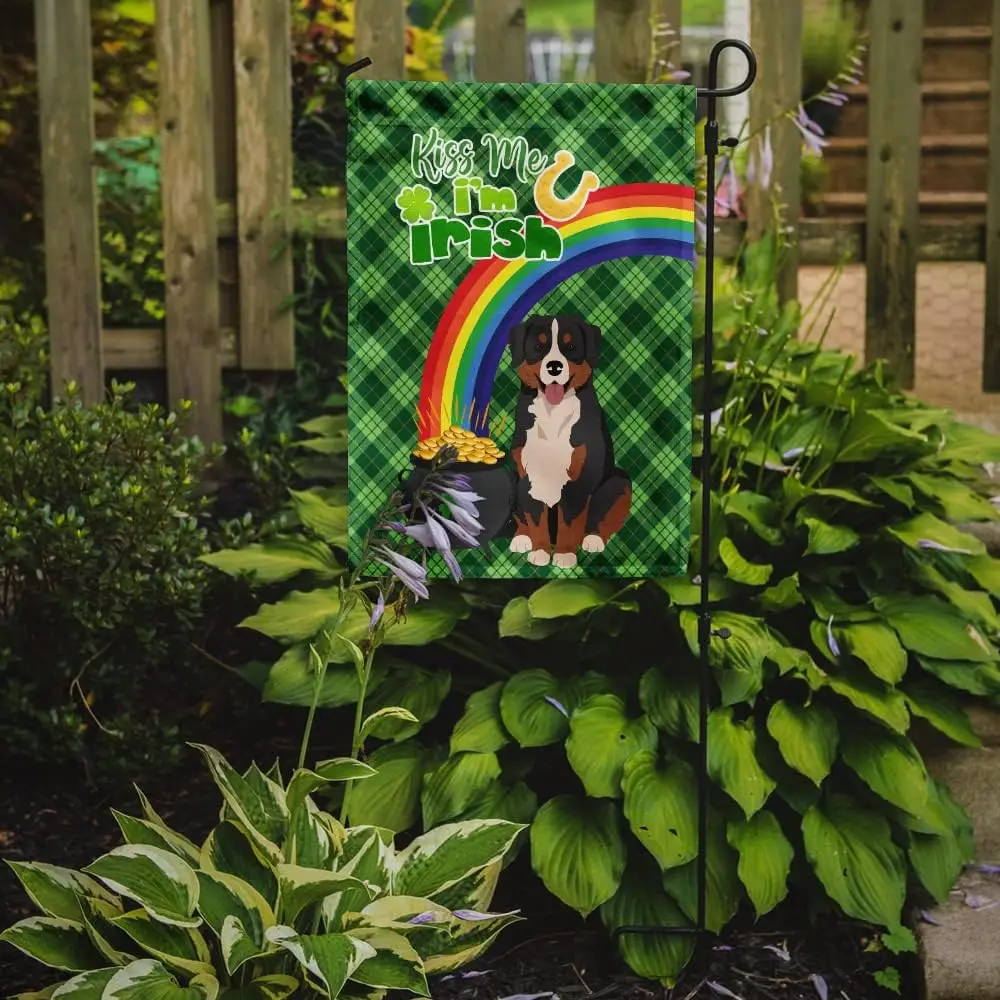 Caroline's Treasures WDK4745GF Bernese Mountain Dog St. Patrick's Day Garden Flag Mailbox Flag Decorative Yard Flag Bann