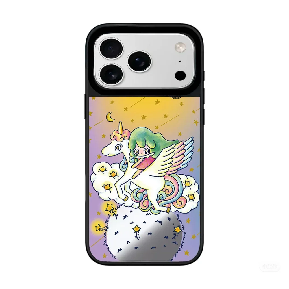 

Cartoon Fruit Girl Cute Mirror Magnetic Phone Case Cover for IPhone 17 16 15 14 13 Pro Max Case
