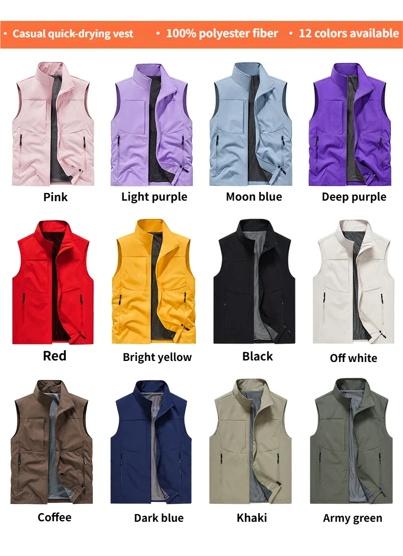 2026 Causal Hiking Fishing Vest Men Waterproof Windproof Sleeveless Running Jacket Motorcycle Outdoor  Biker Vest Men Clothing