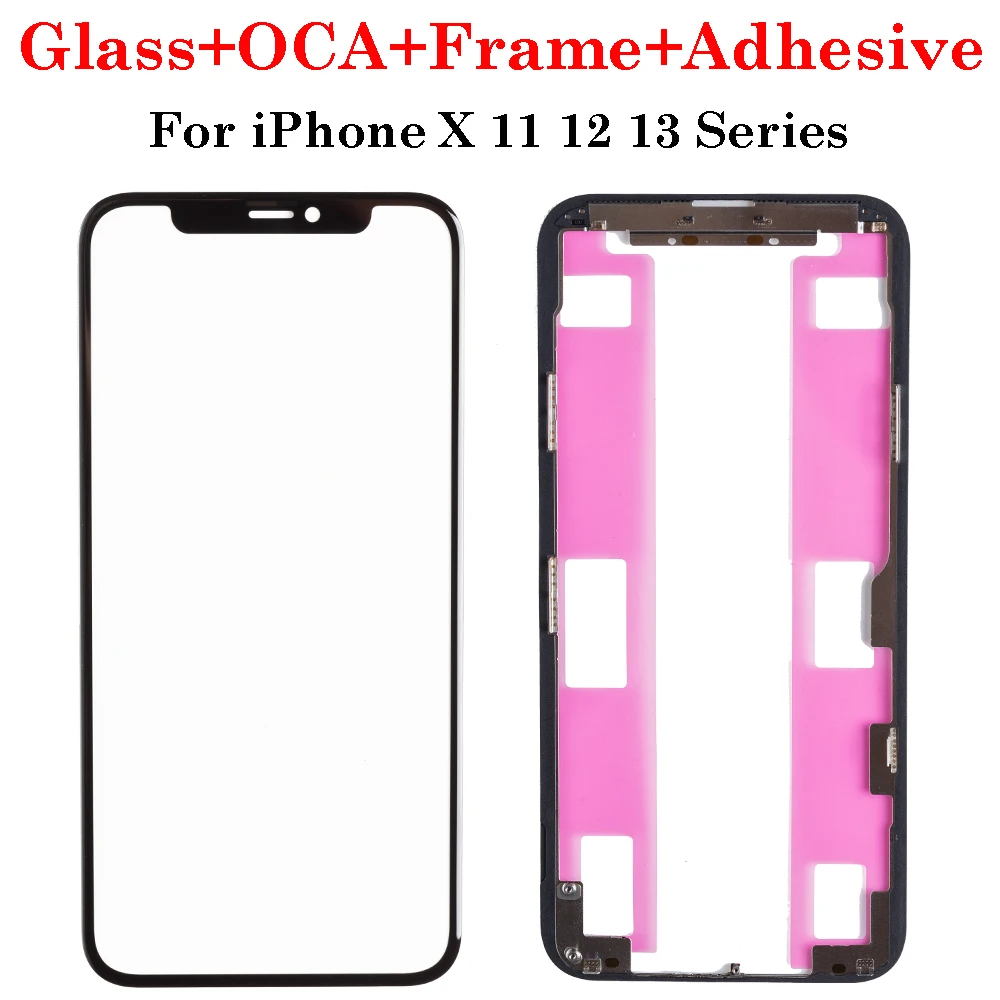 Front Screen Outer Glass OCA Frame Bezel With Adhesive Tape For iPhone ...