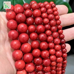 Smooth Natural Stone Red Jasper Chalcedony For Jewelry Making Round Beads Loose Spacer Beads 6/8/10/12mm DIY Bracelet 15