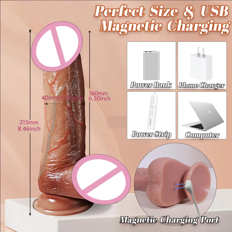 Enorme vibratore vibrante Controllo automatico Vibratore Riscaldamento Spinta pene Dildo Giocattolo del sesso Punto G Stimolazione anale Adulto per le donne