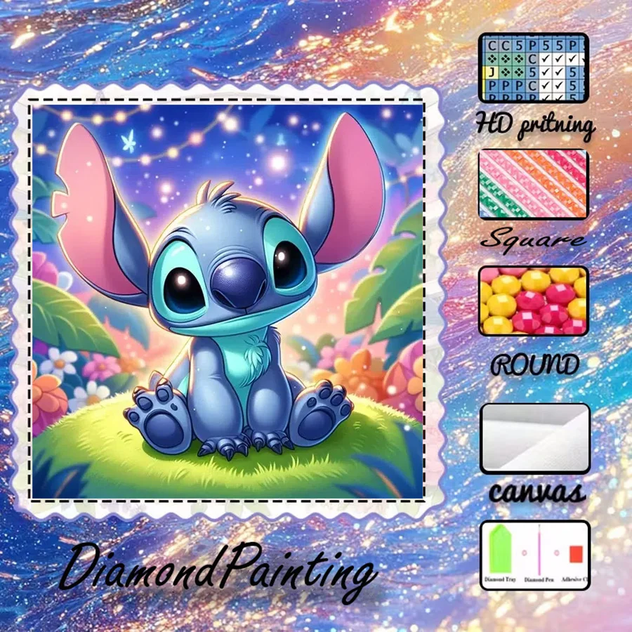 1 Stück - Potdemiel-5D-DIY - Beflockter Stoff - Spezialbohrer - Diamantmalerei-Set - Blaues Biest - Diamantkunst