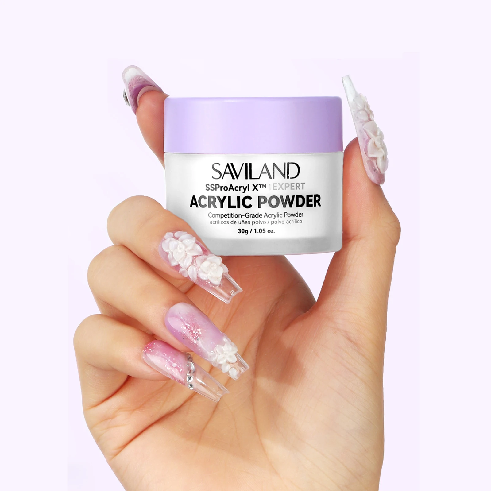 

SAVILAND ультра гладкая прозрачная акриловая пудра с кератином, профессиональная формула для 3D-резьбы, наращивания ногтей, салона, студийного использования