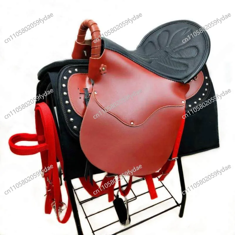 Saddle Full Set Saddle Tackle Accessories Cowhide Military Big Horse Tourist  Pony Knight Equestrian Supplies