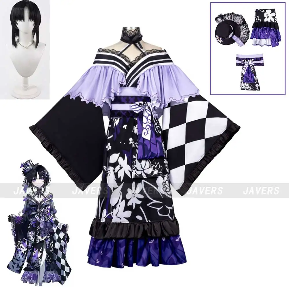 

Houshou Maago Cosplay Anime Magical Girl Witch Trial Costume Wig Japanese Kimono Dress Woman Sexy Halloween Carnival Party Suit