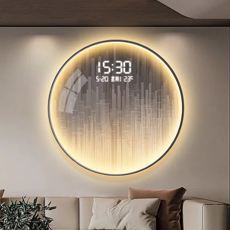 Nordic Large Wall Clocks Minimalist Digital Wall Clocks Modern Living Room Clock Ornaments Clock Luxury Noiseless with Light