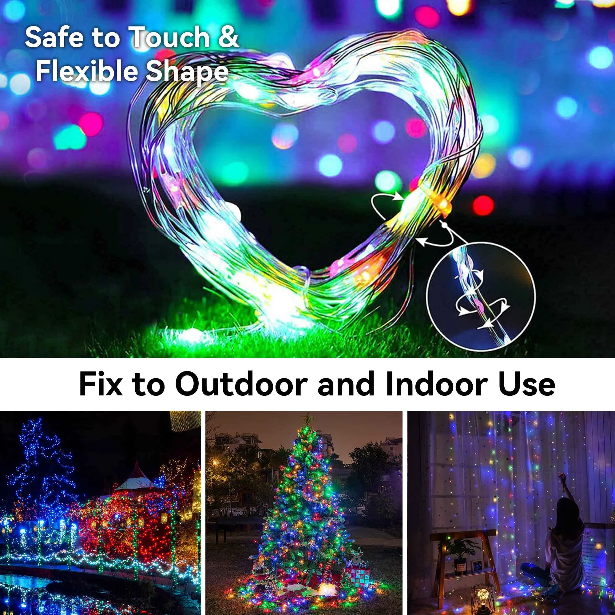 Solar Powered Outdoor Garland Decorative Festoon LED Fairy Light String for Wedding New Year Garland Christmas Lights Waterproof