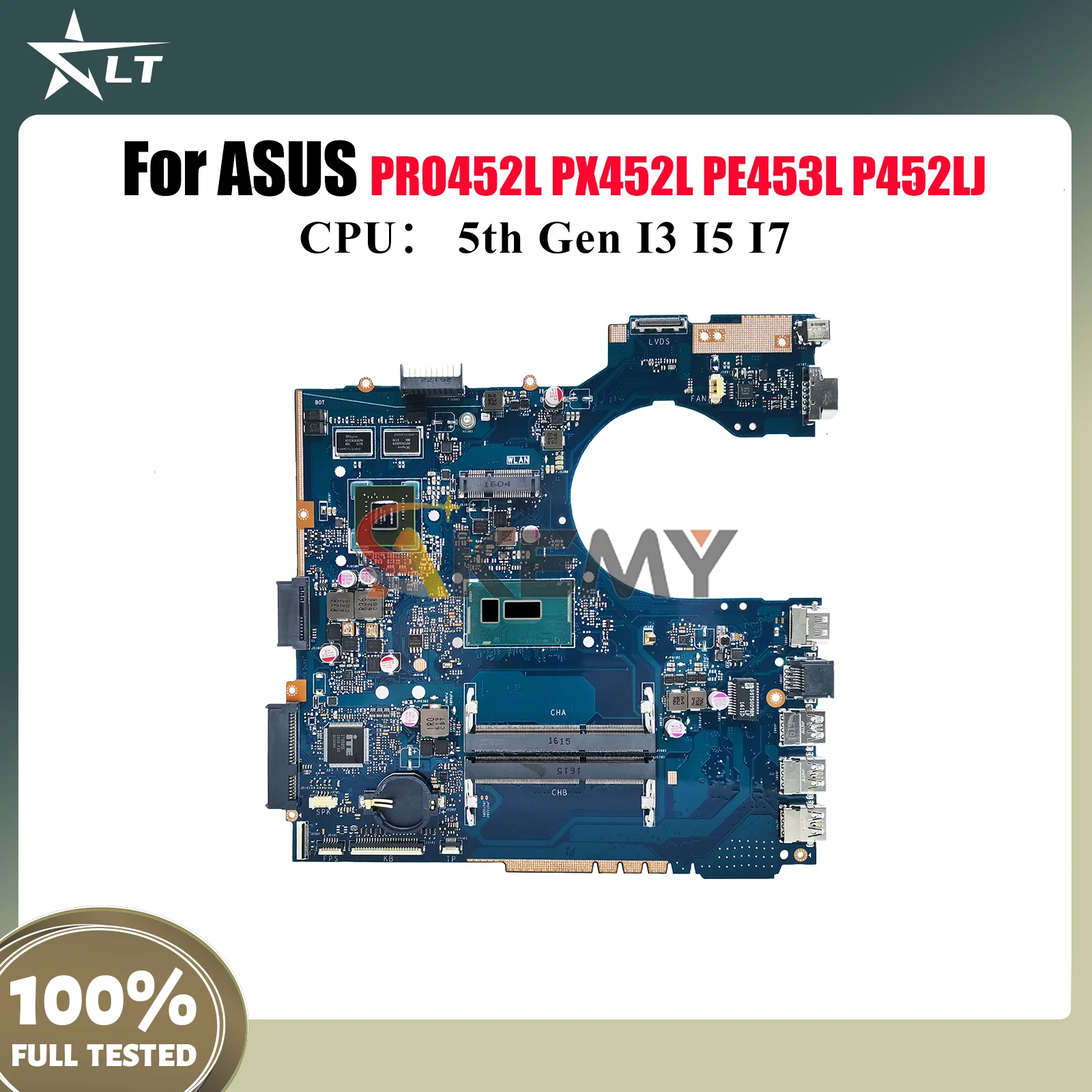

P452LJ Laptop Motherboard For ASUS PRO452L P452LJ P452L PE453L PX452L Notebook Mainboard W/ I3 I5 I7 CPU 100% tests OK fast ship
