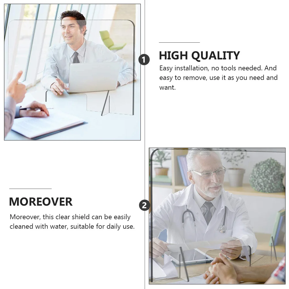 Sneeze Guard Protective Barrier Shield Transparent Easy Clean Removable for Desktop Table Countertop Screen Divider