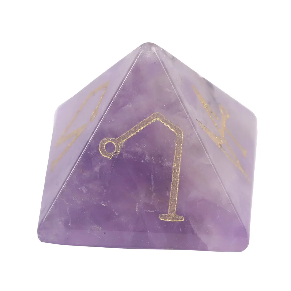 VGDS Hot Natural Crystal Quartz Amethyst Pyramid Quadrangular Cone Four Angel Constellation Symbol Energy Jewelry Healing Stone