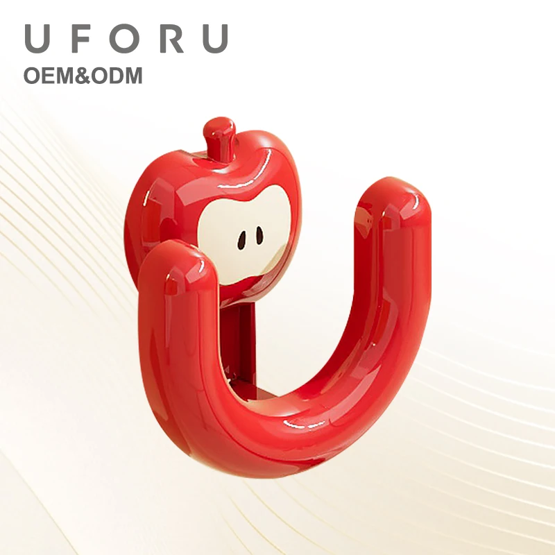 UFORU Cartoon Apfelförmiger Klebehaken Schwerlast-Schuhhalter für Badezimmer Schlafzimmer Dekorativer Organizer-Haken