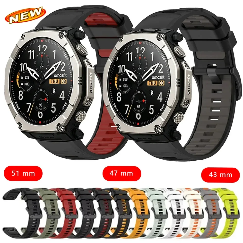 Quick Fit 20mm 22mm 26mm Silicone Band for Amazfit T-Rex Ultra 2 Strap 51mm Bracelet for Garmin Fenix 9/9 Pro/Tactix 8/Quatix 8