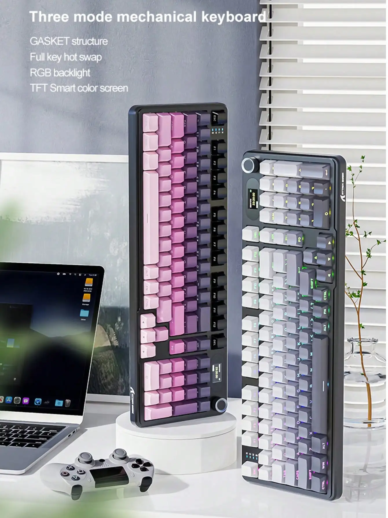 X98Pro three-mode RGB wireless keyboard side engraved with screen Bluetooth customized game mechanical keyboard