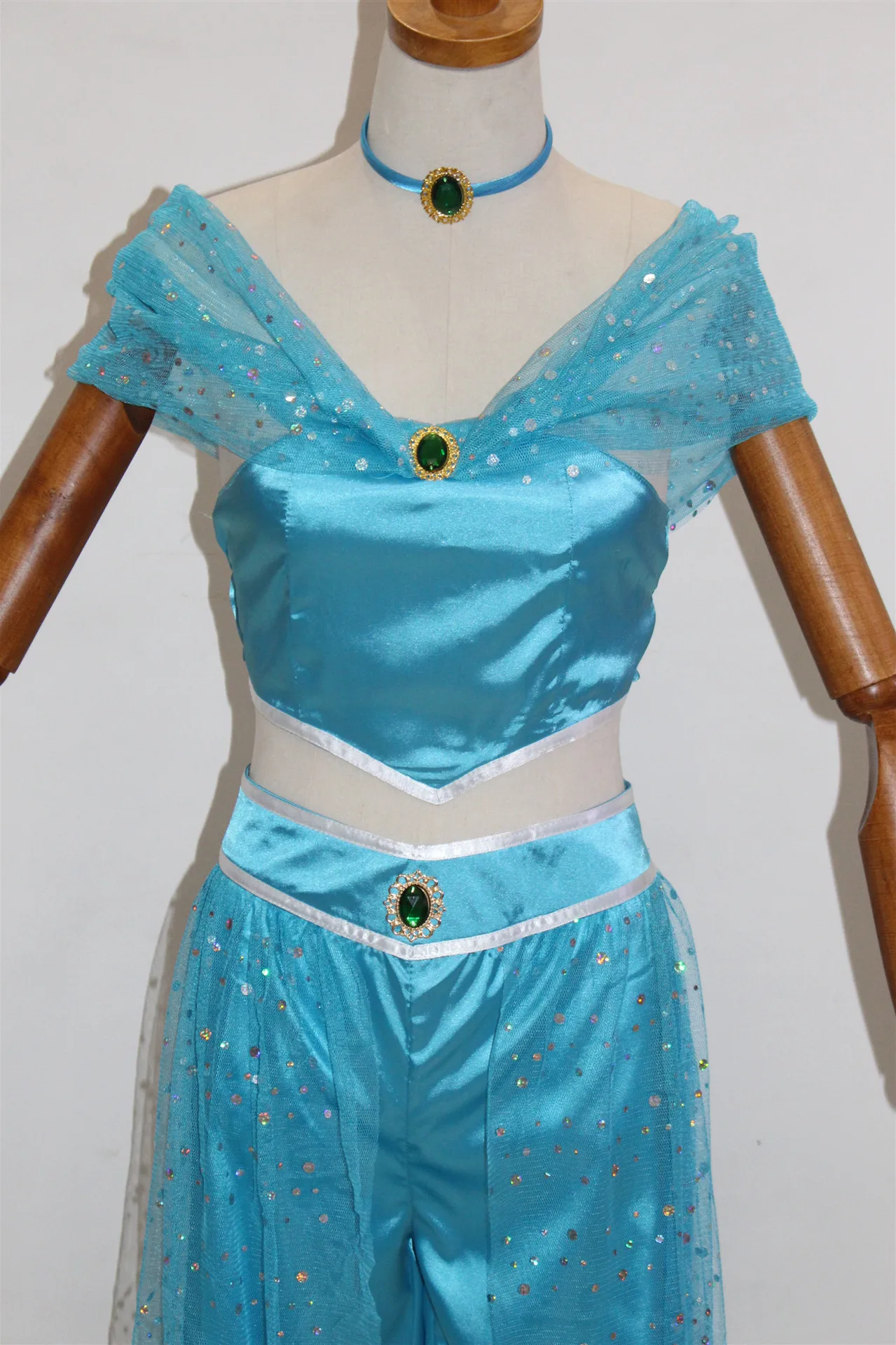 Adult Kid Girl Cosplay Anime Aladdin's Lamp Jasmine Costume Sets Dresses Princess Belly Dance Halloween Carnival Dress Up Party