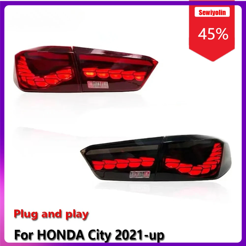 

Sewiyolin Car LED Lamp Tail Light Assemblies For HONDA City 2021-up Auto Fog DRL Brake Turn Signal Lamp