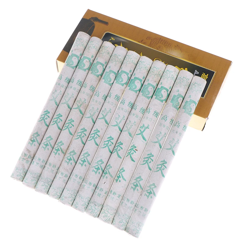 10Pcs Mugwort Rolls Pure Moxibustion Sticks Warm Massage Acupuncture Points Heating Moxa Therapy Relief Pain Health Care