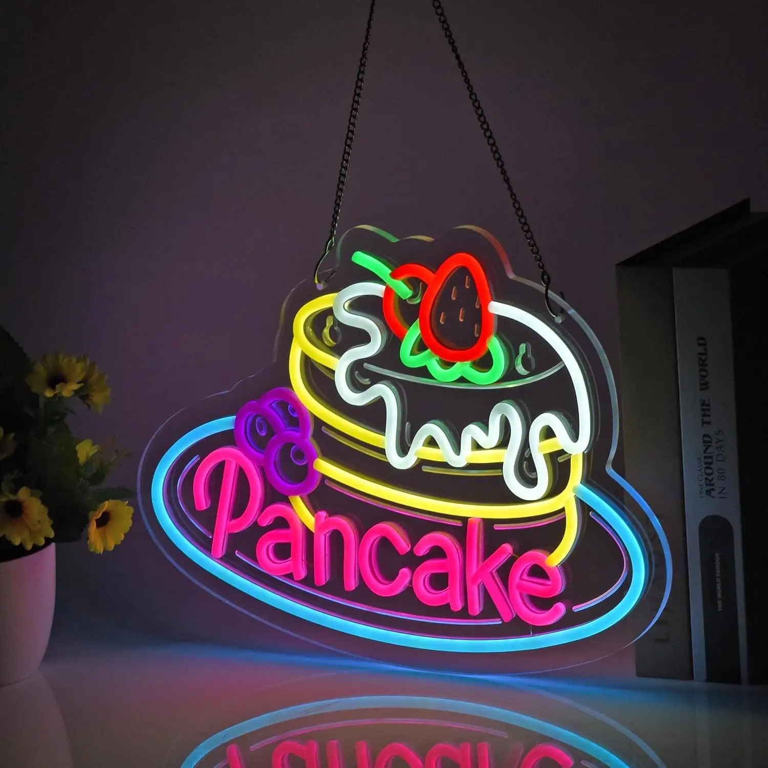 Pancake Neon Sign USB Dimmable LED Lights For Dessert Restaurant Snack Shop Cafe Business Wall Decoration Signboard Light Gifts