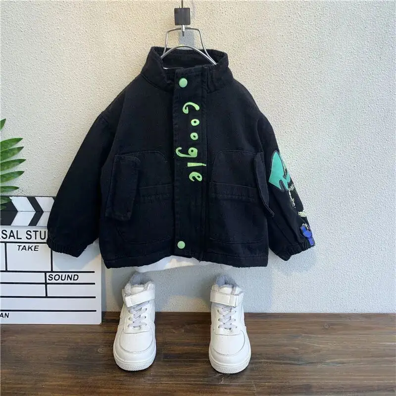 Jungen Jacke Frühling und Herbst Neue kinder Denim Top Jungen Casual Jacke Jeans Kinder Mantel Für Jungen Baby 2 4 6 8 10Y