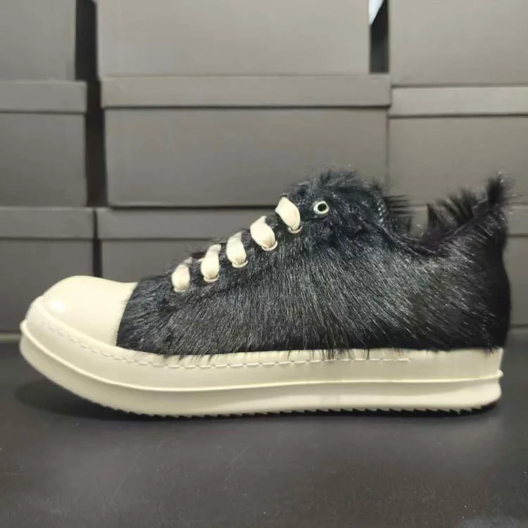 Luxury Brand Blue Horsehair Low Top Shoes Men Shoe Lace Up Women Sneaker Gray Horse Hair Outdoor Casual Sneakers