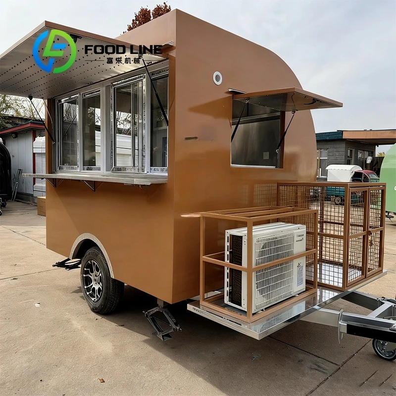 Customizable Commercial Catering Concession Trailer Stainless Steel Frame 2 Compartment Sink Storage Shelves